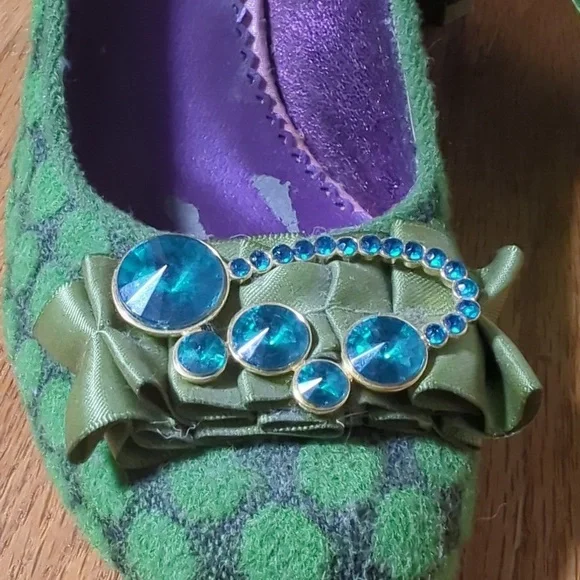 Poetic License Charm School Sz EU39.5 Green Polka Dot Heels - Picture 5 of 8